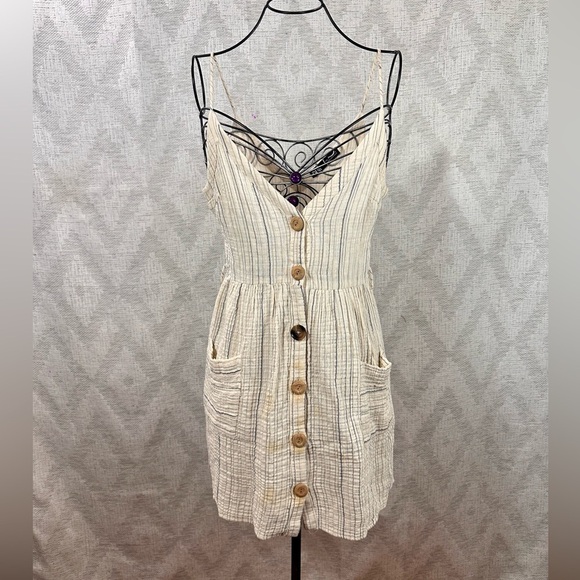 Zara mini striped button up spaghetti strap dress size XS - Picture 1 of 9